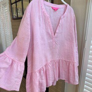 Lilly Pulitzer Light Pink Linen Tunic Blouse